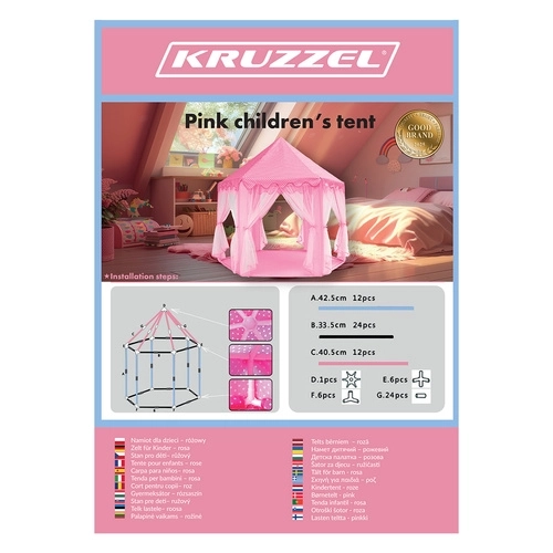 Kruzzel růžový dětský stan 23869