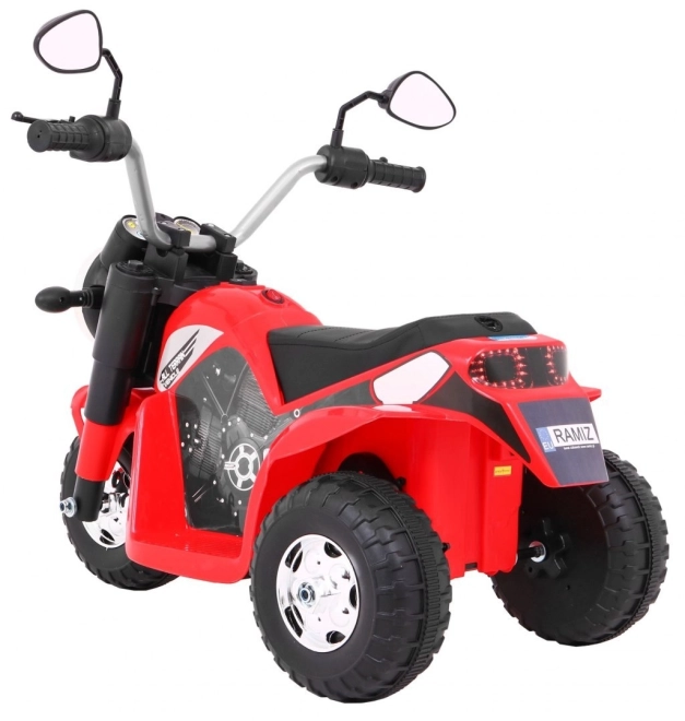 Dětské kolo MiniBike na baterie + zvuky + LED světla + eko kůže – Červené