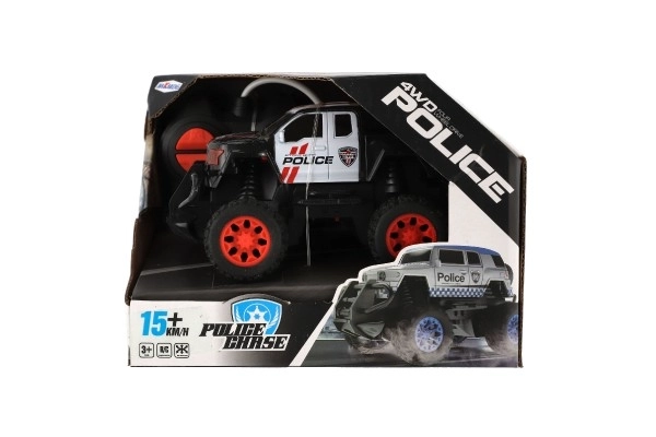 Auto RC policie terénní pick up plast 16cm na baterie v krabici 19x14x13cm