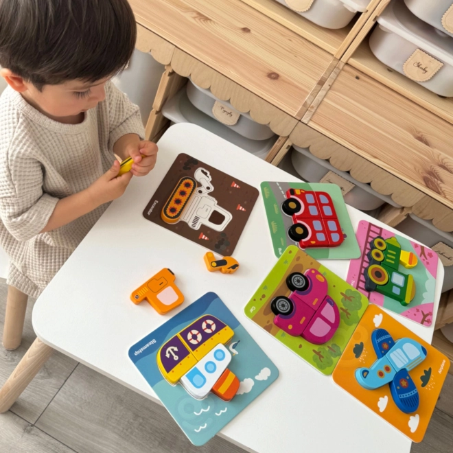 Woopie dřevěné puzzle vozidla Montessori FSC