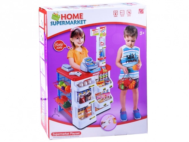 Dětský supermarket s pokladnou a skenerem