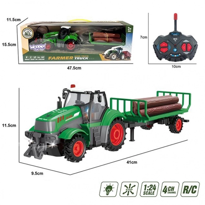 Traktor s přívěsem na dálkové ovládání 1:24