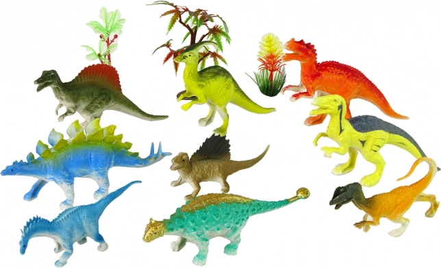 9 různých dinosaurů v pestrých barvách