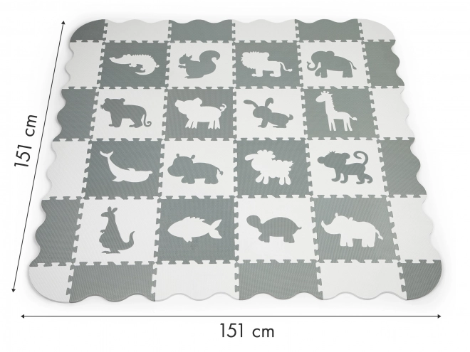ECOTOYS Pěnové puzzle Zvířata šedá-bílá SX s okraji