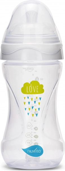 Kojenecká láhev 250 ml, transparentní bílá NUVITA