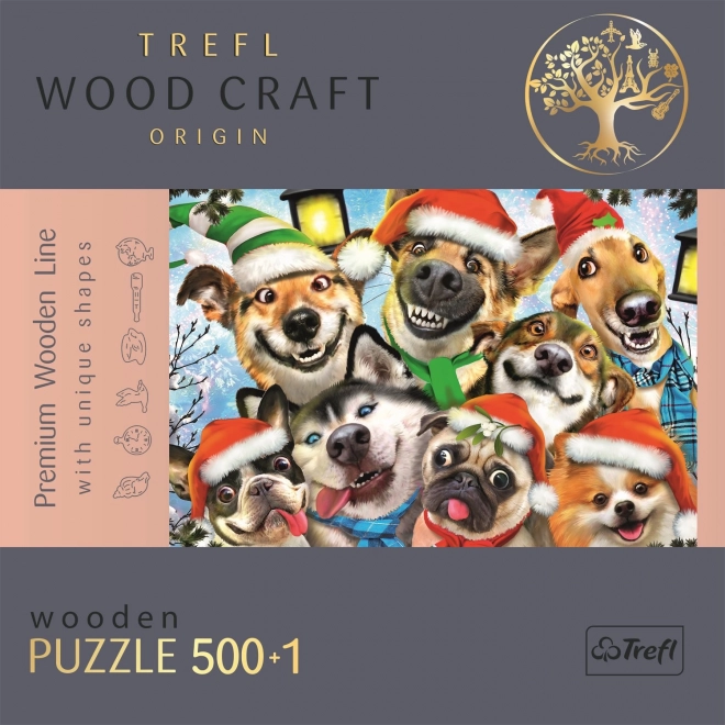 Dřevěné puzzle Vánoční psi 501 dílků