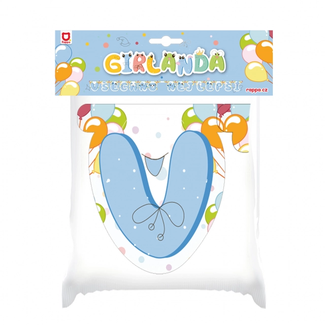 Papírová girlanda Všechno nejlepší modrá