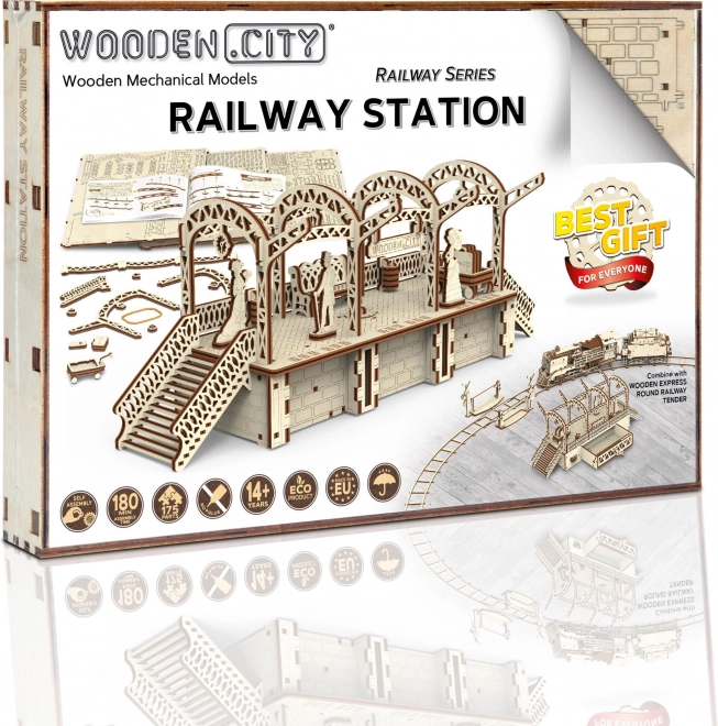 WOODEN CITY 3D puzzle Železniční stanice 175 dílů