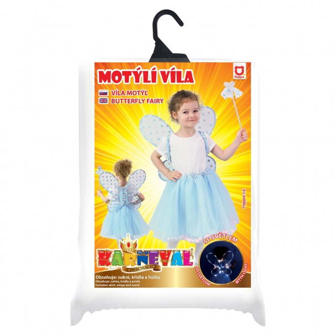 Dětský kostým víla Modřenka se svítícími křídly