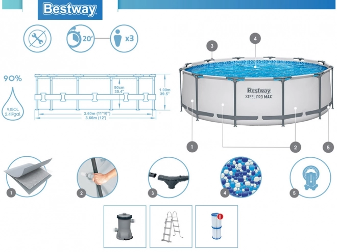 Bestway Steel Pro Max bazén 366x100 cm