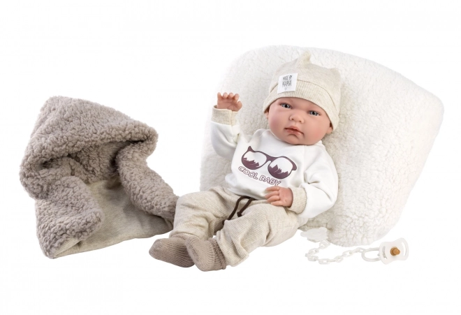 Llorens 73899 NEW BORN CHLAPEČEK - realistická panenka miminko s celovinylovým tělem - 40 cm