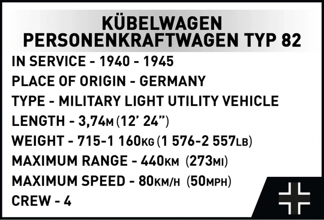 Kubelwagen Personenkraft wagen Typ 82 podložky