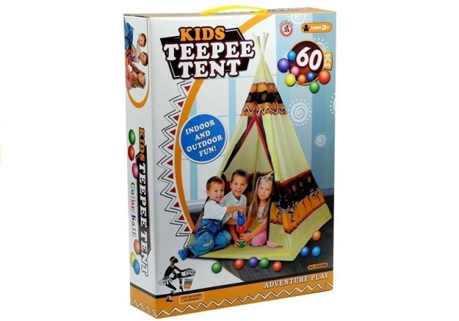 Indiánský stan Tipi + 60 míčů 155 cm