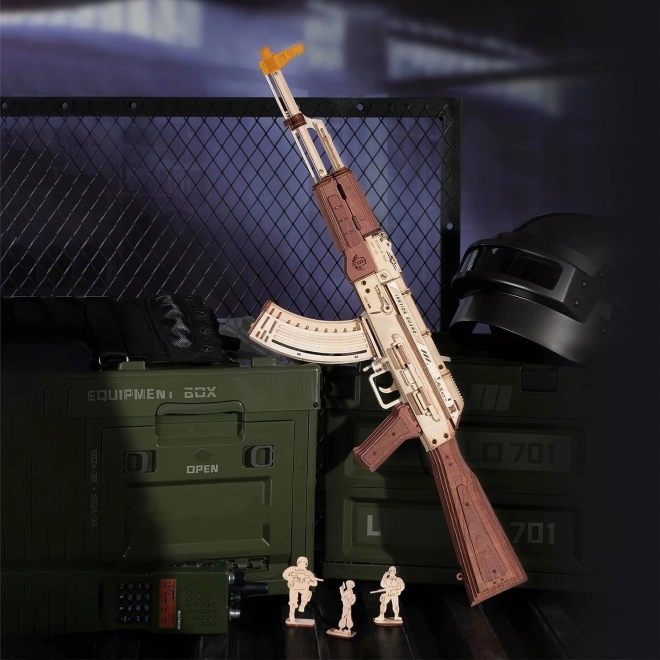 RoboTime 3D Dřevěné mechanické puzzle Útočná puška AK-47