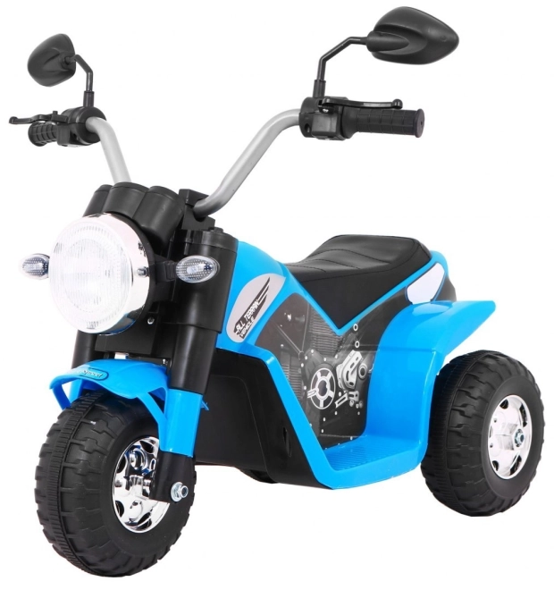 Dětské kolo MiniBike na baterie + zvuky + LED světla + eko kůže – Modré