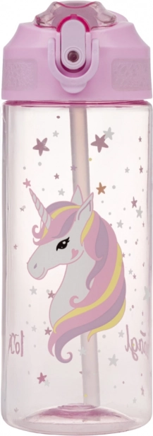 Tritanová láhev na pití s brčkem Rainbow Unicorn 500 ml