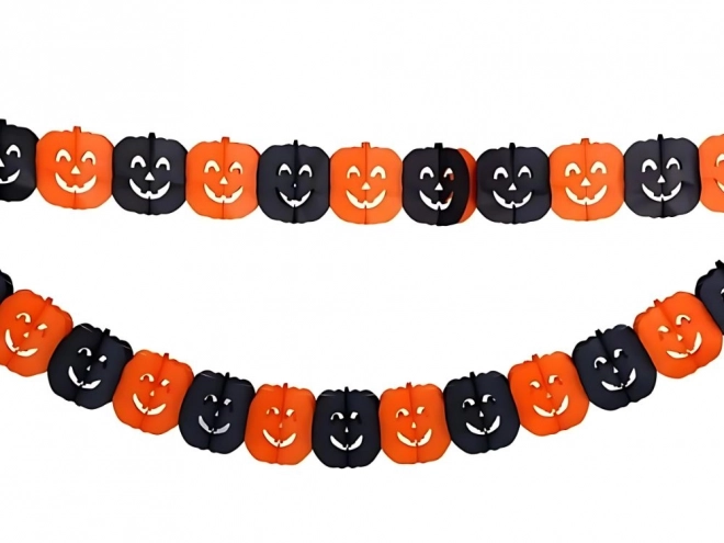 Halloweenská papírová girlanda s motivem dýně a pavouka