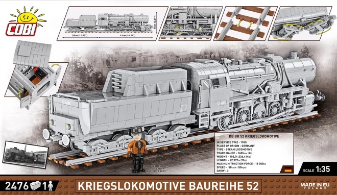 Cobi 6281 World War II 1:35 Parní lokomotiva Kriegslokomotive Baureihe 52 s tendrem