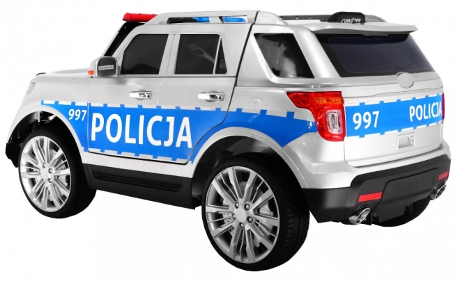 Dětské policejní auto SUV na baterie + sirény + světla + megafon + dálkové ovládání + pomalý start + EVA + samolepky