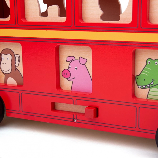 Dřevěný autobus se zvířátky Bigjigs