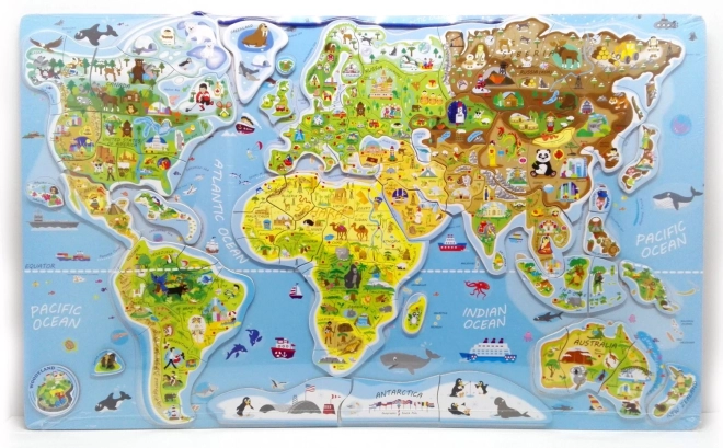 Magnetické puzzle mapa světa - obrázky a hra 2v1