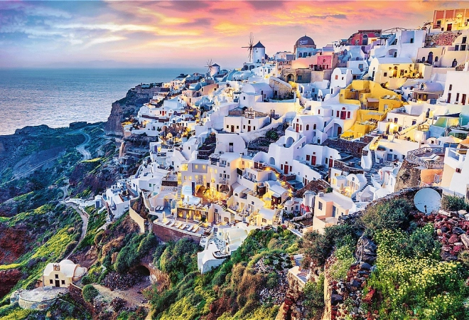 Trefl Sada 2v1 Puzzle Nádherný Ostrov Santorini Řecko 1500 Dílů s Lepidlem