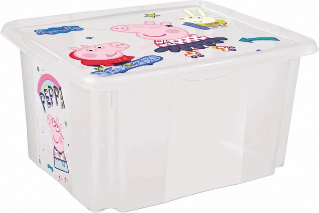 Úložný box s víkem malý PEPPA – transparentní, 24 l
