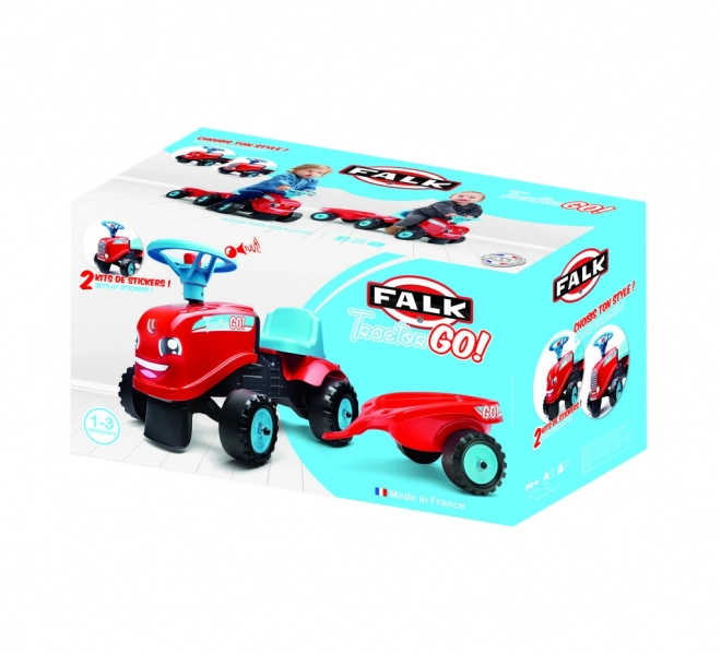 Odstrkovadlo - traktor Go Farm červené s volantem a valníkem