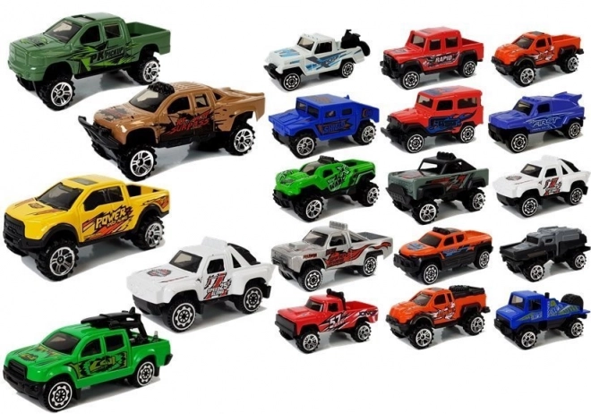 Sada terénních autíček Jeep Resoraks Různé barvy 20 kusů