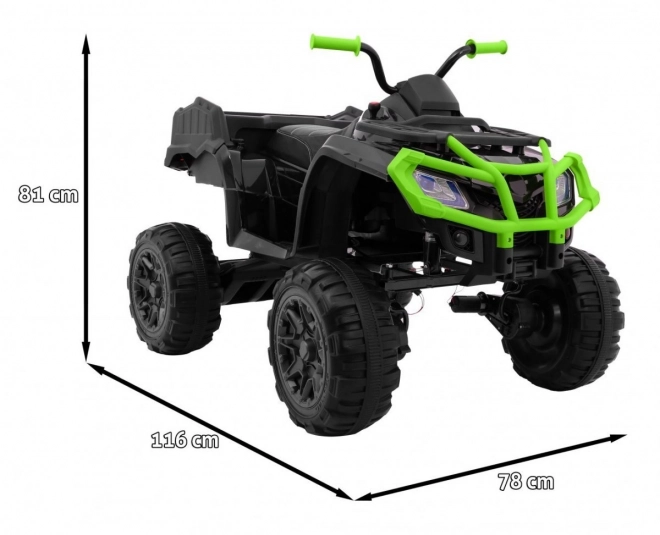 Čtyřkolka XL ATV 2,4GHz na baterie pro děti černá/zelená + dálkové ovládání + pohon 4x4 + nosič zavazadel + pomalý rozjezd + EVA + LED audio