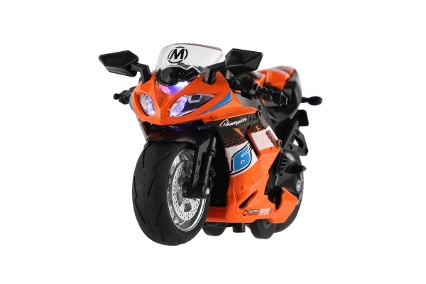 Závodní motorka na zpětné natažení se světlem a zvukem