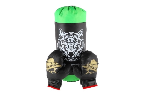 Boxovací pytel s rukavicemi pro děti Teddies - černý a zelený