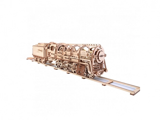 Mechanické dřevěné puzzle UGEARS - Parní lokomotiva s tendrem