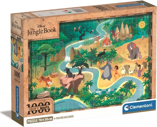CLEMENTONI Puzzle Story Maps: Kniha džunglí 1000 dílků