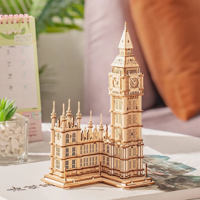 RoboTime dřevěné 3D puzzle hodinová věž Big Ben svítící