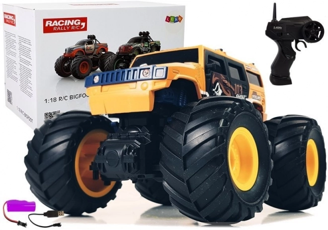 Terénní auto s velkými koly Bigfoot na dálkové ovládání 2.4G 1:18 žluté