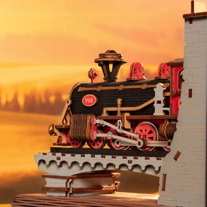 3D skládačka zarážka na knihy Historický parní vlak