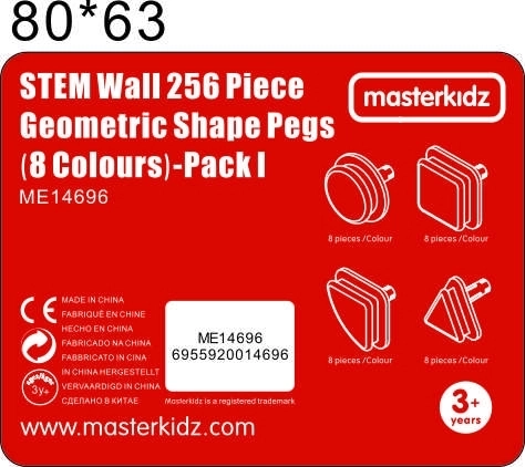 Masterkidz geometrické prvky 8 barev 256 ks příslušenství pro tabule STEM