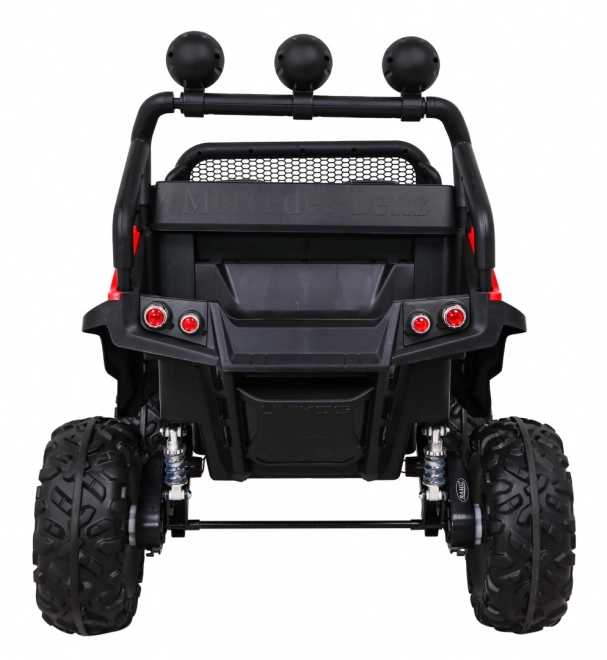 Mercedes Benz Unimog pro děti Červený + 4x4 + dálkové ovládání + nosič zavazadel + pomalý start + MP3 LED