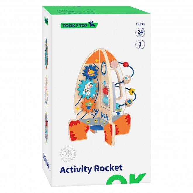 Velká dřevěná edukativní hračka raketa