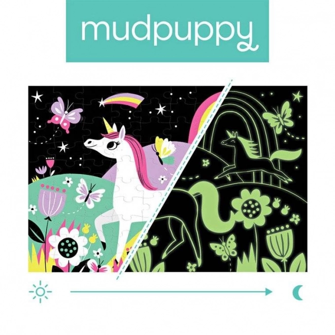 Mudpuppy puzzle jednorožec - svítí ve tmě