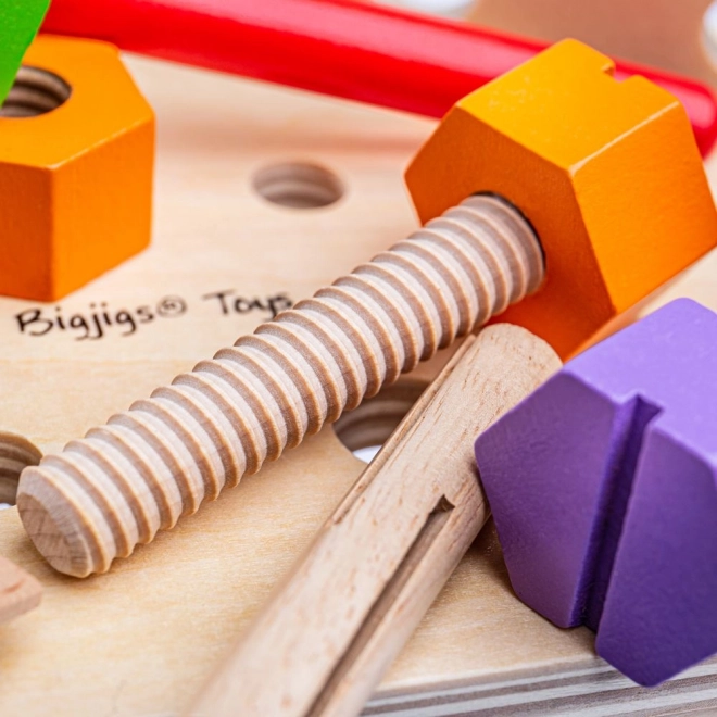 Dřevěný ponk a přepravka na nářadí 2v1 Bigjigs Toys
