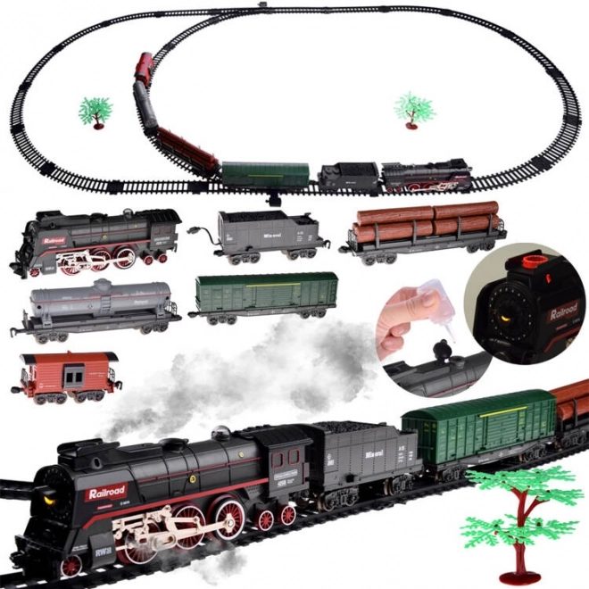 Elektrický vláček 185x99cm kouř se vypařuje zvukový efekt RC0622