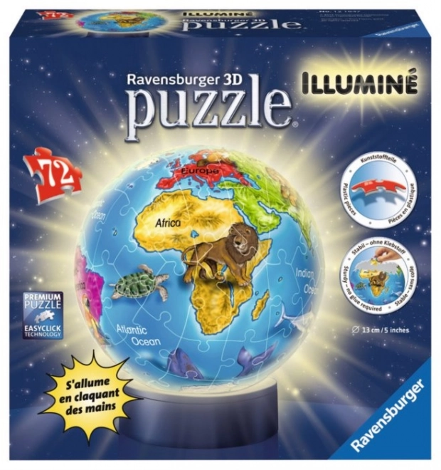 RAVENSBURGER Svítící puzzleball Globus 72 dílků