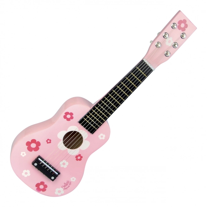 Růžová dřevěná kytara s květy