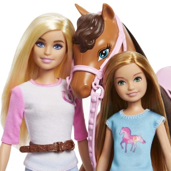 Panenky Barbie Lekce jízdy na koni 2 panenky a kůň