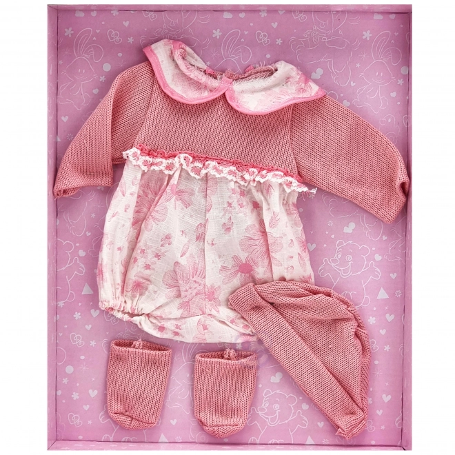 Woopie obleček pro panenku sada šaty a čepička 43 - 46 cm růžový