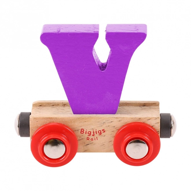 Bigjigs Rail Vagónek dřevěné vláčkodráhy - Písmeno V