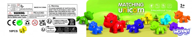 Montessori sada pro učení čísel a barev Jednorožci