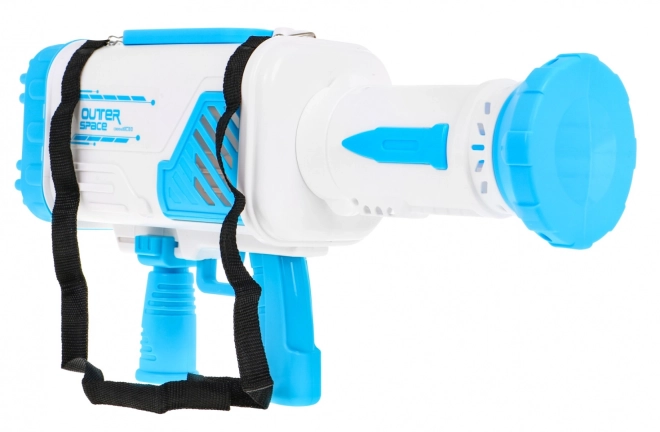 Mýdlová bublina Baby Gun s ventilátorem + bublinková tekutina – Modrá
